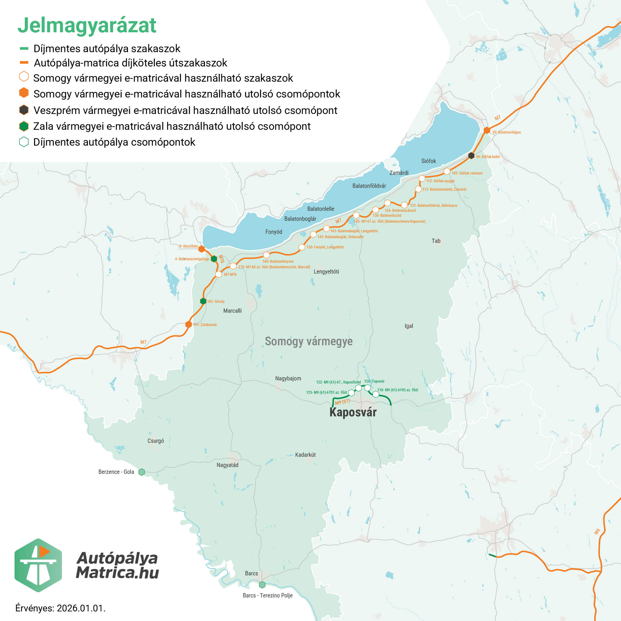 Somogy vármegye fizetős utak térképe